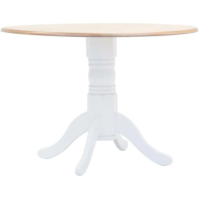 VIDAXL Dining Table White and Brown 106cm Solid Rubber Wood vidaXL 247354