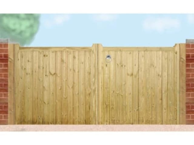 Cannock Gates Drayton Square Top Low Double Driveway Gate - Pressure Treated Scandinavian Redwood - W3000 X H950 mm