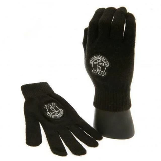 Everton FC Mens Knitted Gloves in Black Male One Size