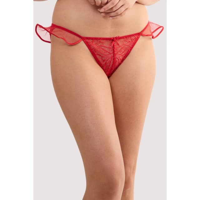 Playful Promises Monica Red Ribbon Slot Lace Brief Red female 26