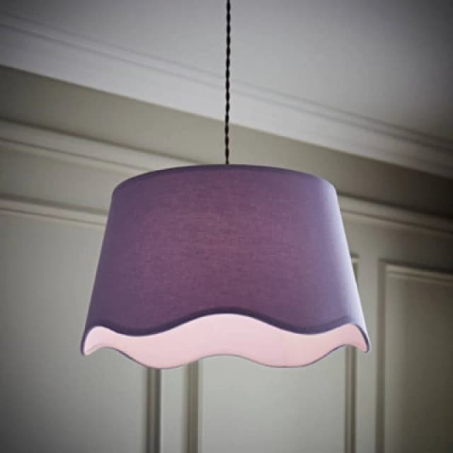ValueLights ValueLights Mabel Linen Large 30cm Scallop Edge with Trim Ceiling Light Lamp Shade in Lilac Lilac One Size Unisex 5016529273653