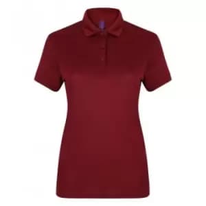 Henbury Womens/Ladies Stretch Microfine Pique Polo Shirt (L) (Burgundy)