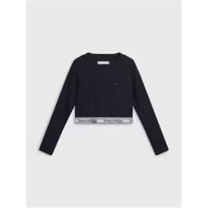 Tommy Hilfiger Tommy Tape Rib Crop Top - Blue
