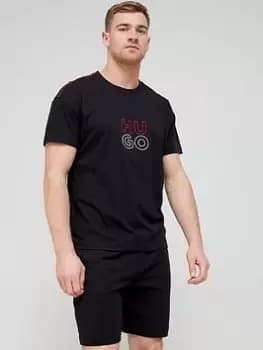 HUGO Bodywear Stacked Lounge T-Shirt - Black Size M Men