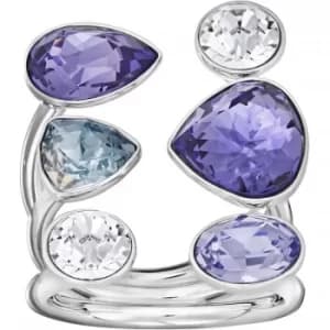 Ladies Swarovski Rhodium Plated Evade Ring Size L