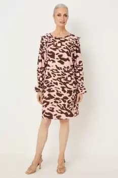 Pink Leopard Ruffle Shift Dress