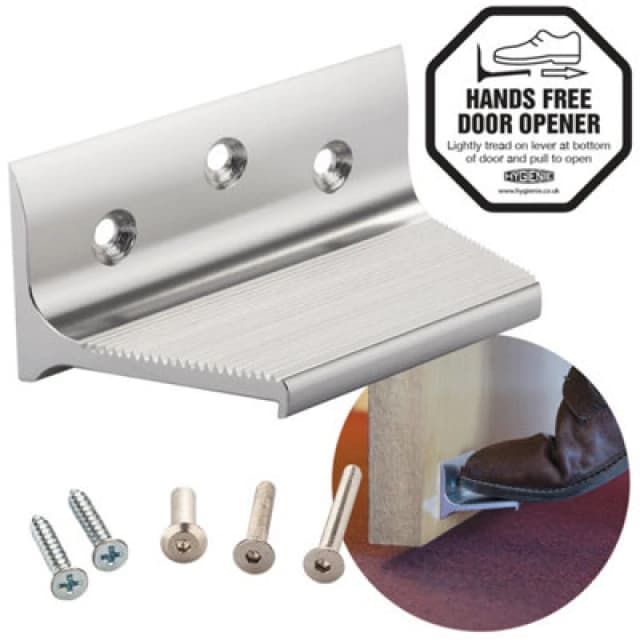 Valiant Hands Free Foot Pull Door Opener (1-Pack) Metallic Silver