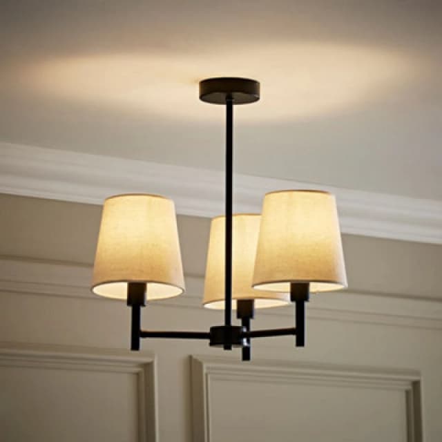 ValueLights ValueLights Kincaid 3 Arm Tapered Shade Chandelier Style Ceiling Light in Black One Size Unisex 5016529274261
