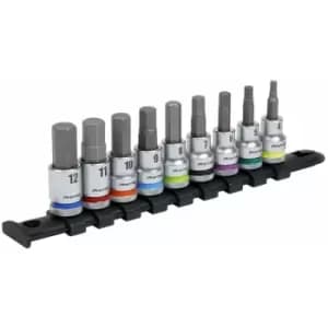 Hex Socket Bit Set 9PC 3/8"Sq. Drive - Platinum