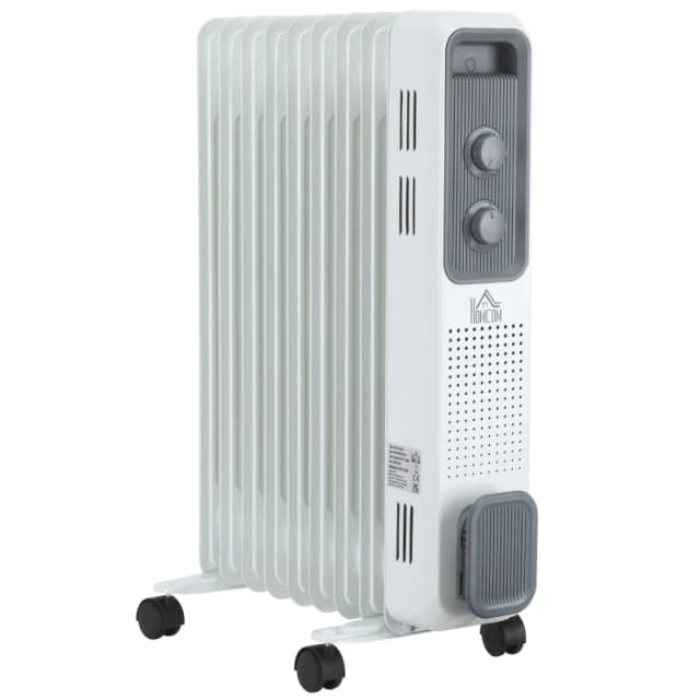 HOMCOM 2180W Oil Filled Radiator, Portable Electric Heater, w/ 24-Hour Timer, 3 Heat Settings, Adjustable Thermostat, Safe Power-Off Aosom UK