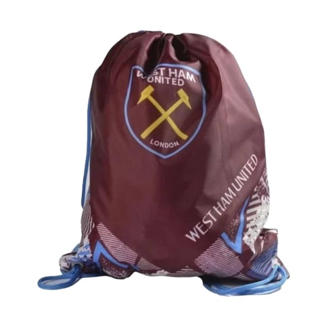 West Ham United FC Mens Vector Gym Drawstring Bag in Dark Red Dark Red Male