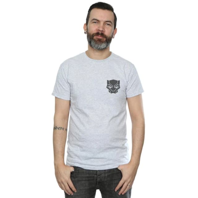 Marvel Marvel Men Black Panther Black On Black Chest Print T-Shirt in Grey Size: Small Grey S Male 5057736567173