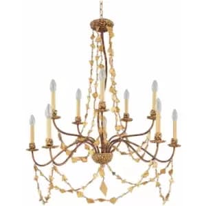 10 Bulb Chandelier Light Strands Mosaic Candle Shade Style Gold LED E14 60W