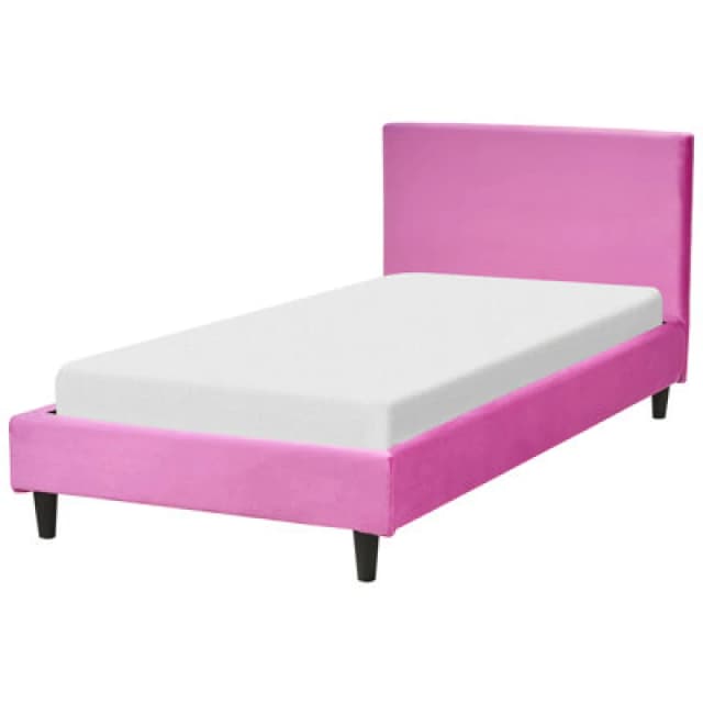 Beliani Bed Velvet Fitou 90 X 200 Cm (Eu Single) Fuchsia Pink