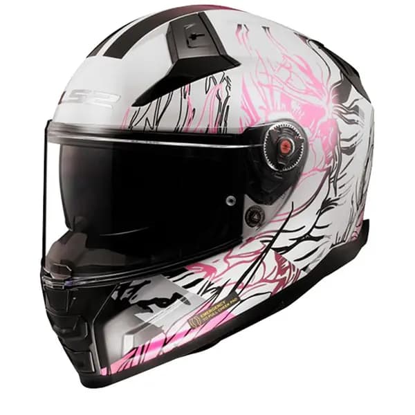 LS2 FF811 Vector II Darflo Glossy White Pink Full Face Helmet Size 2XL