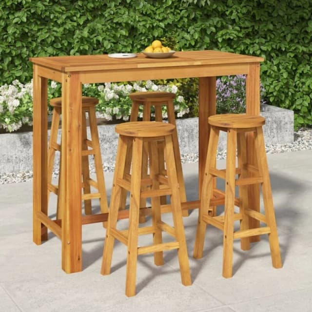 vidaXL 5 Piece Garden Dining Set Solid Wood Acacia, Brown 3154394