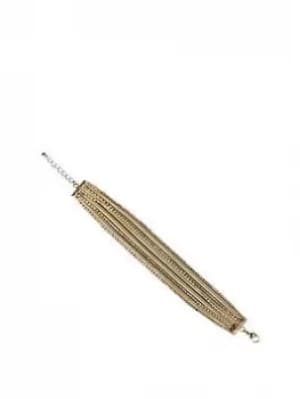 Mood Gold Plated Multi Strand Chain and Diamante Bracelet