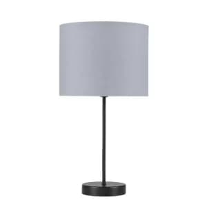 Value Essentials Charlie Black Table Lamp with Grey Shade