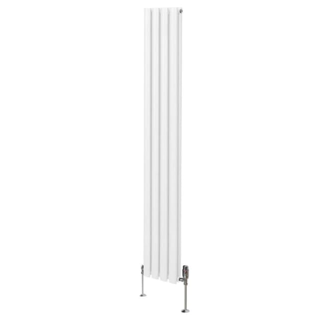MONSTER-SHOP Oval Column Radiator 1800mm x 240mm & trv Chrome Valves Modern 5055986194439
