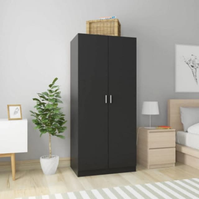 Vidaxl Wardrobe Black 80X52X180 Cm Engineered Wood