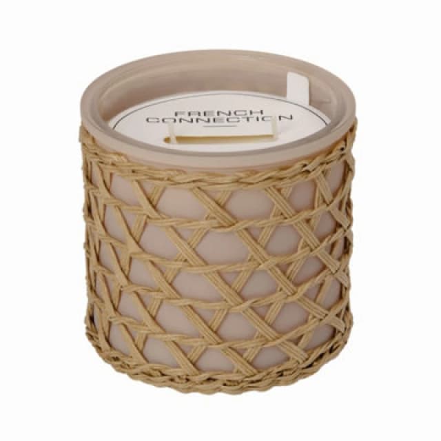 French Connection French Connection Scented Jar Candle Woven Rattan Bergamot & Jasmine Long-Lasting Luxury Home Fragrance Gift in Beige Size: Large