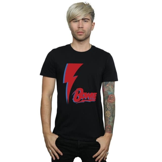 David Bowie David Bowie Men Red Bolt T-Shirt in Black Size: Small Black S Male 5057972006962