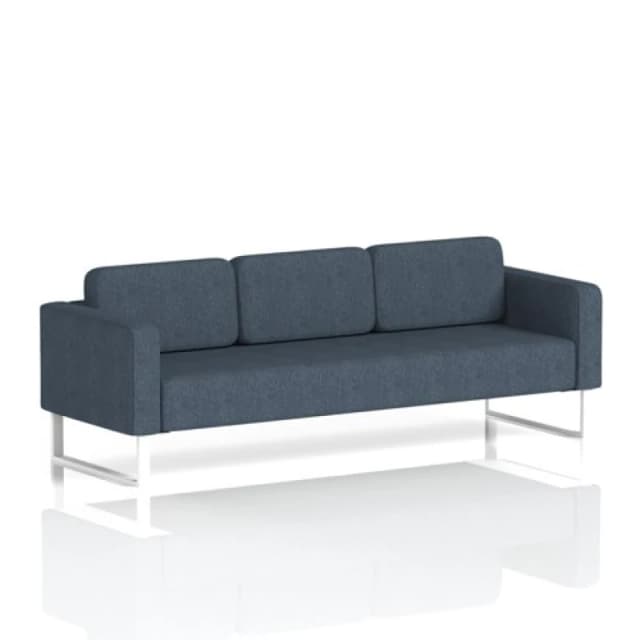 Brixworth Office Sofa 3 Seater with White Legs in Rivet Fabric - Crucible