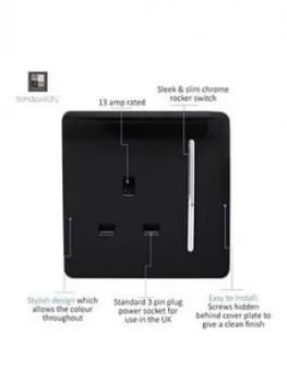 Trendiswitch 1 Gang 13Amp Switched Socket Std Black