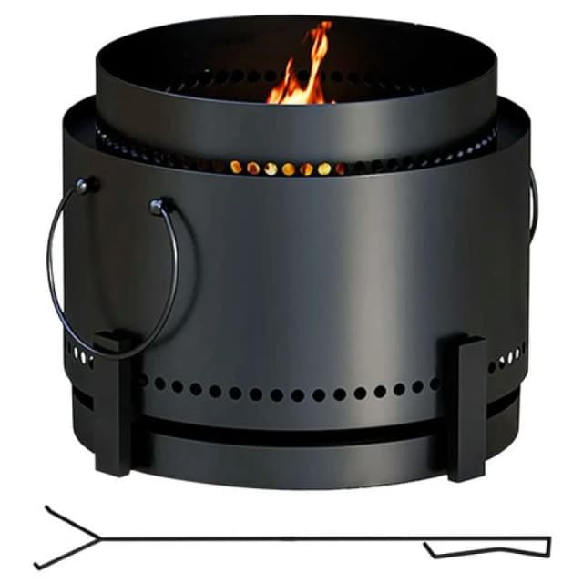 Outsunny Outsunny 37cm Smokeless Wood Burning Firepit Metal Fire Pit, Black