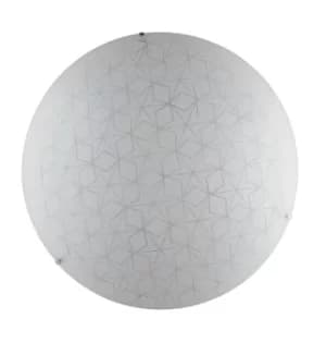 Esagram Decorative Flush Ceiling Light, White Glass, E27