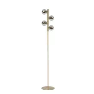 Tycho Retro Floor Lamp - 4xG9 - Matt Gold, Brass