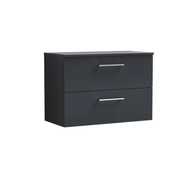 Balterley Level 800mm Wall Hung 2 Drawer Vanity Unit with Worktop - Dark Grey Grey Unisex