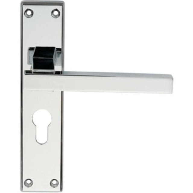 Loops PAIR Straight Square Lever on Euro Lock Backplate 180 x 40mm Polished Chrome Multi