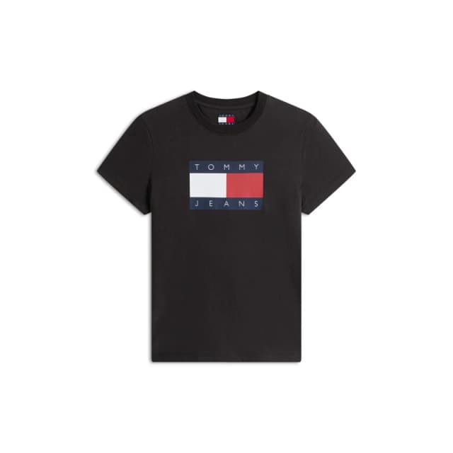 Tommy Jeans Womens TJ Badge Rib Regular Fit T-Shirt Black female 16 (XL)