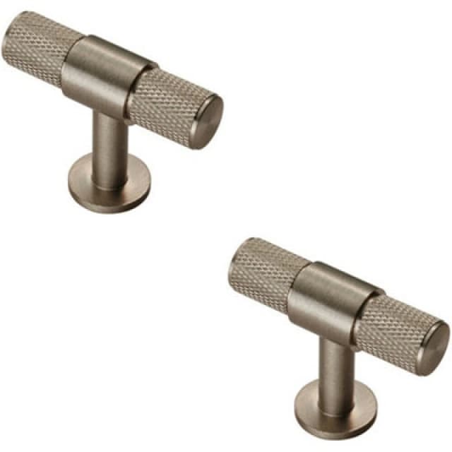 Loops 2x Knurled Cupboard T Shape Pull Handle 50 x 13mm Satin Nickel Cabinet Handle Metallics unisex