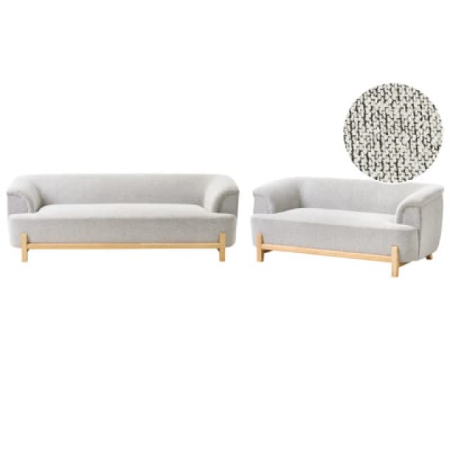 Beliani Living Room Set 5 Seater Alnor Fabric Light Grey