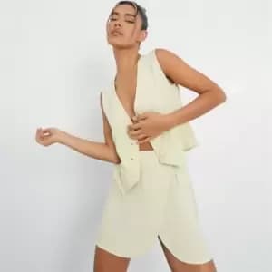 I Saw It First Asymmetric Linen Look Mini Skirt - Green