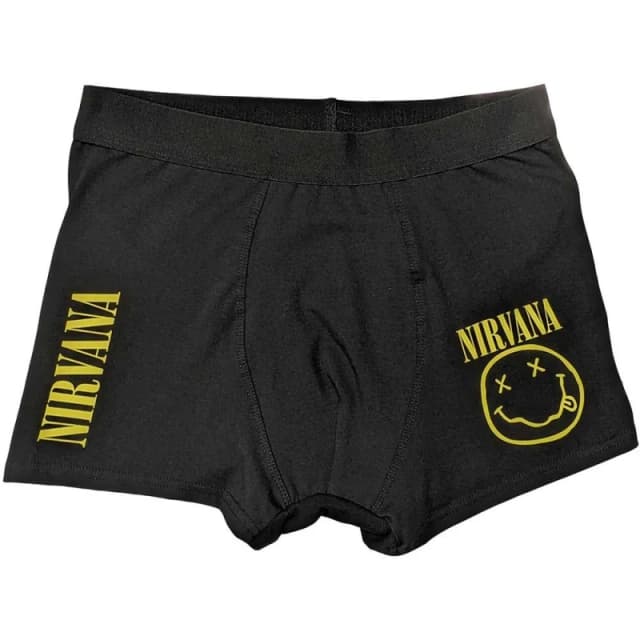 Nirvana Nirvana Men Grunge Smile Boxer Shorts in Black Size: Medium Black M Male 5056737213911