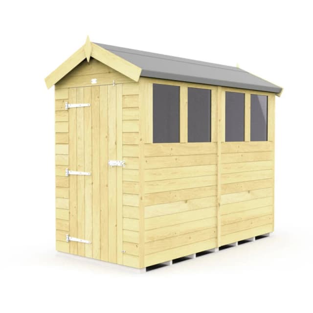 Flat Pack Sheds DIY Sheds 4 x 8 Apex Shed, Brown 4X8AFF