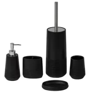 Showerdrape Strata Black Resin 5 Piece Bathroom Accessory Set