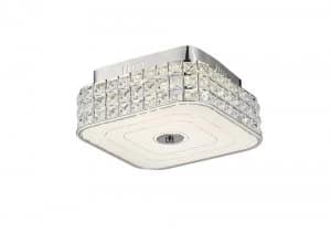 Square Flush Ceiling 18W 1050lm LED 4000K Polished Chrome, Crystal