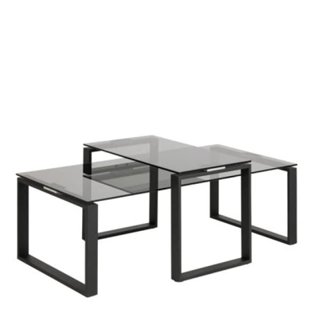 Furniture To Go Katrine Coffee Table Set With Smoked Glass Top