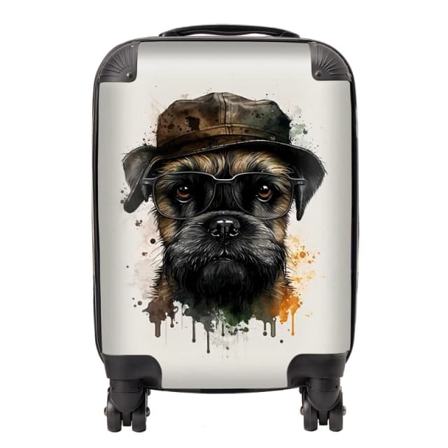 Warren Reed - Designer Border Terrier Dog Splashart Suitcase Size: Large Multicolor Unisex Large