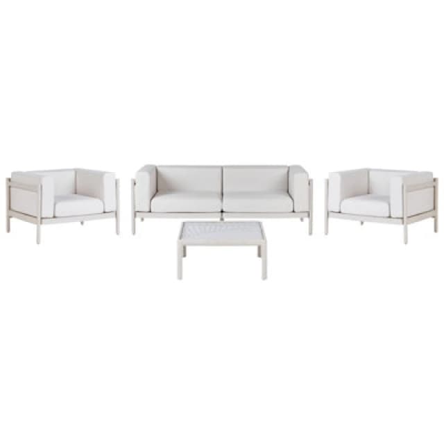 Beliani Garden Lounge Set With Table 4 Seater Ferretti Light Beige