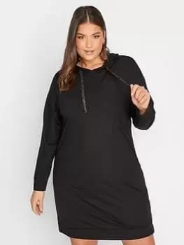 Yours Pocket Hoodie Dress - Black, Size 18, Women