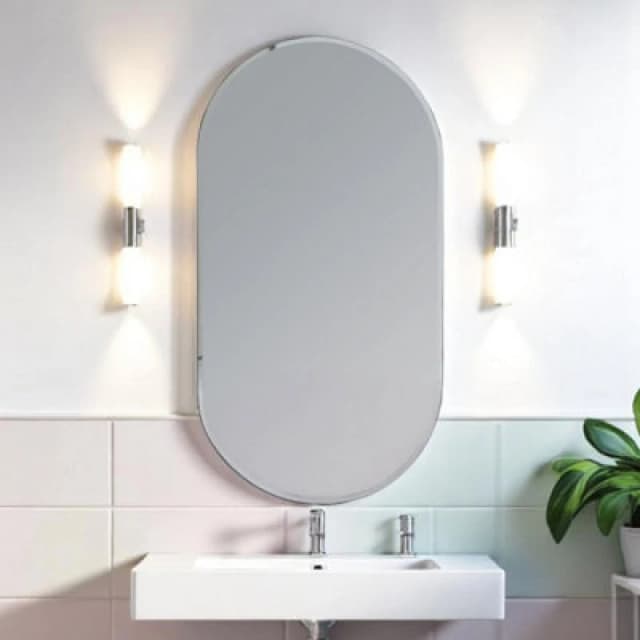 Showerdrape Archway Oval Wall Mounted Frameless Bevelled Edge Bathroom Mirror 80 X 40Cm