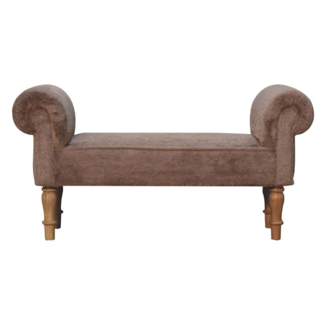 Artisan Furniture Artisan Furniture Solid Wood Mocha Faux Fur Bedroom Bench