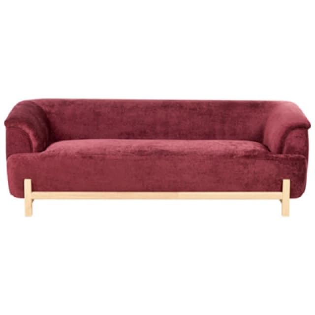 Beliani Sofa 3 Seater Alnor Chenille Burgundy