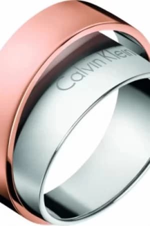 Ladies Calvin Klein Two-Tone Steel and Rose Plate Size L Unite Ring Size L.5 KJ5ZPR200106
