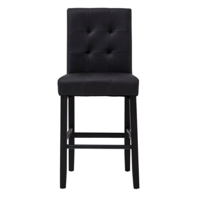 Premier Housewares Park Bar Chair, High Backrest Breakfast Bar Chair, Footrest Living Bar Chair for Kitchen & Home Bar Black